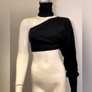 Revolve Hours Black Crop Sweater Top Size XS